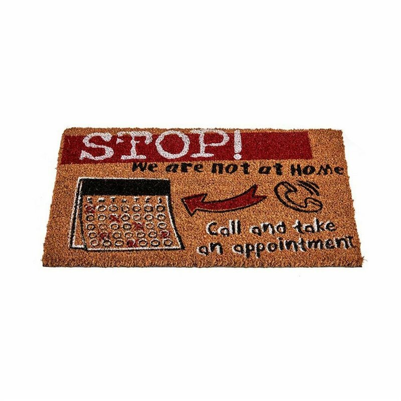 Image secondaire de Paillasson Stop Noir Rouge Naturel Fibres de coco 40 x 1,5 x 60 cm (12 Unités)