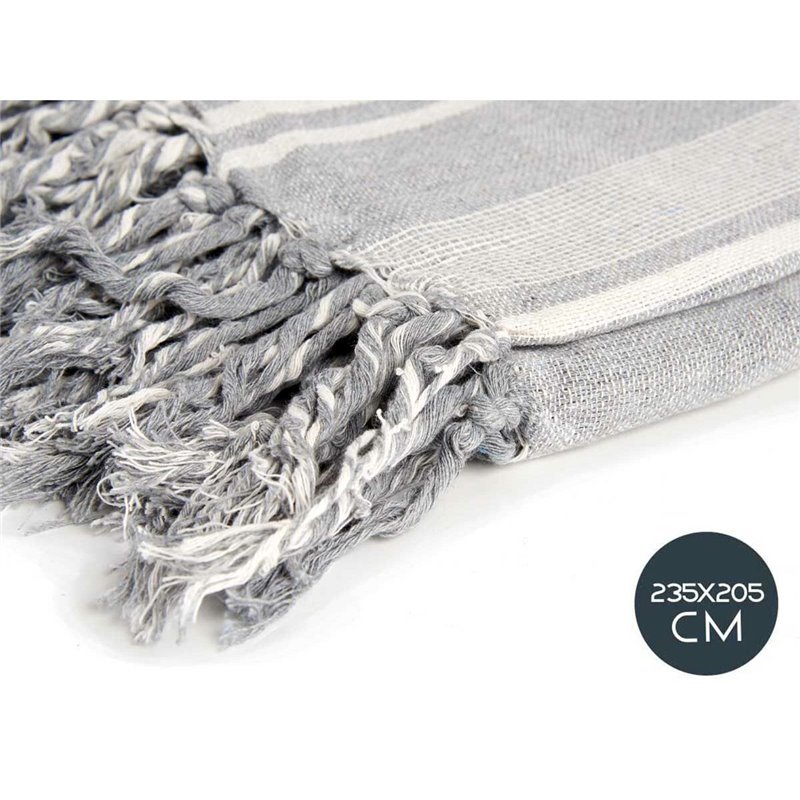 Image secondaire de Foulard multi-usages Rayures 235 x 205 cm Blanc Gris (8 Unités)