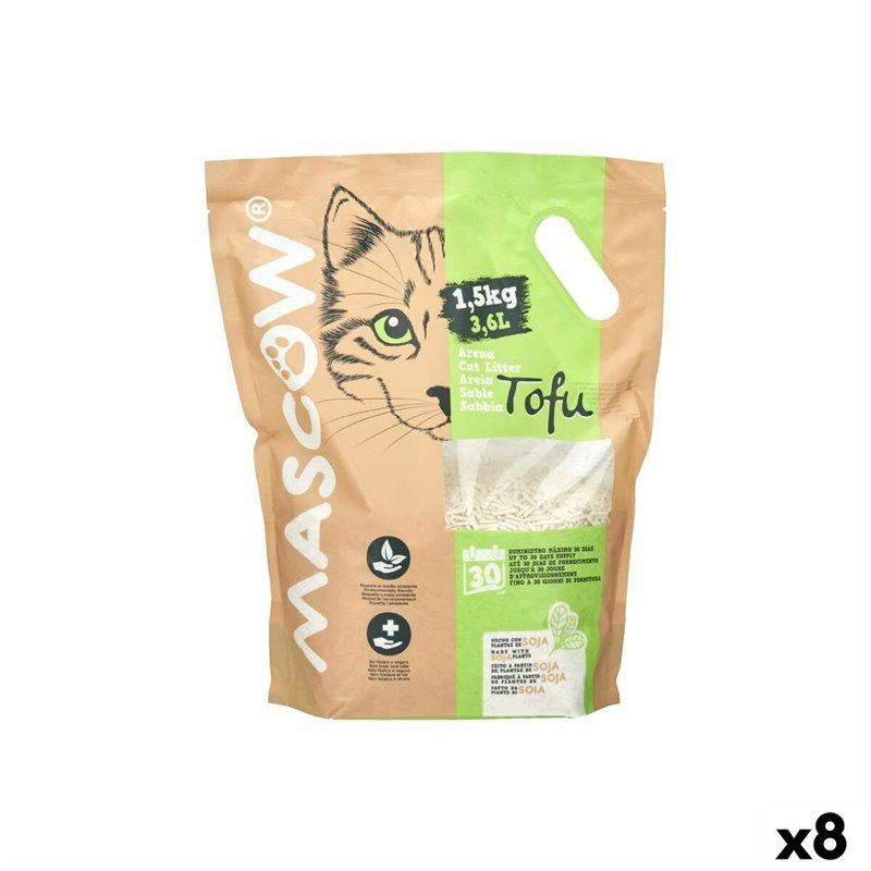 Sable pour chats 1,5 Kg Soja Blanc (8 Unités)