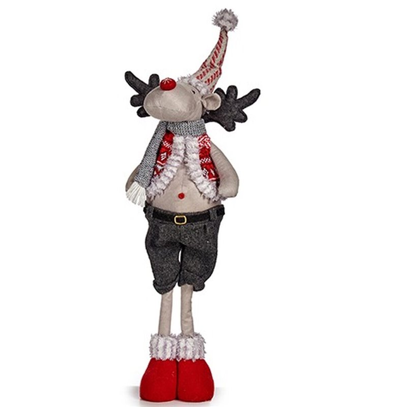 Image secondaire de Figurine Décorative renne de noël Rouge Gris Polyester 13 x 65 x 18 cm (4 Unités)