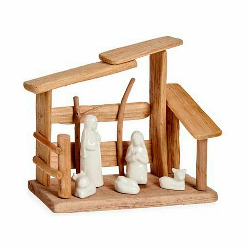 Image secondaire de Crèche de Noël Blanc Naturel Bois Céramique 10 x 21 x 25 cm (2 Unités)