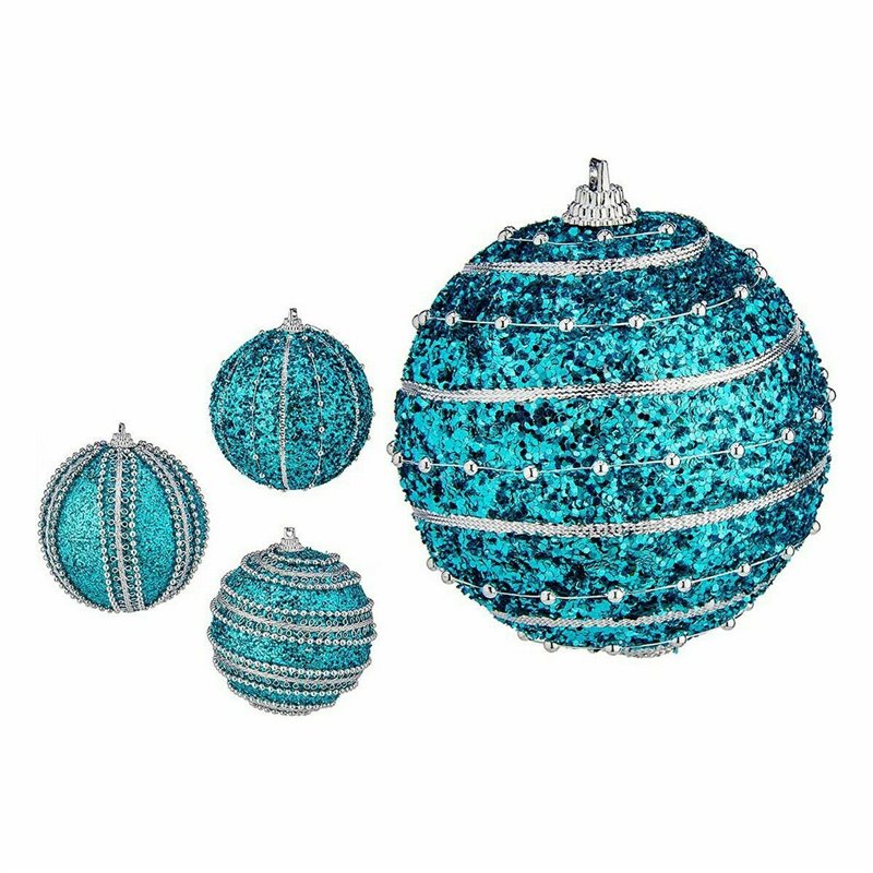 Image secondaire de Lot de boules de Noël Avec relief Ø 8 cm Bleu PVC (12 Unités)