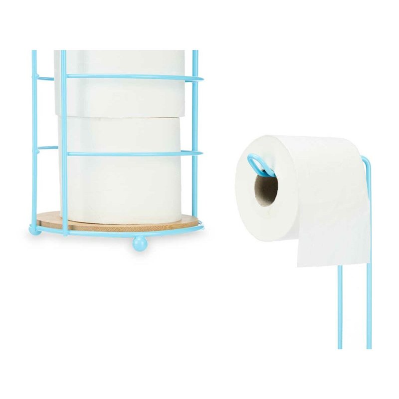 Image secondaire de Porte-Rouleaux pour Papier Toilette Bleu Métal Bambou 16,5 x 63,5 x 16,5 cm (4 Unités)