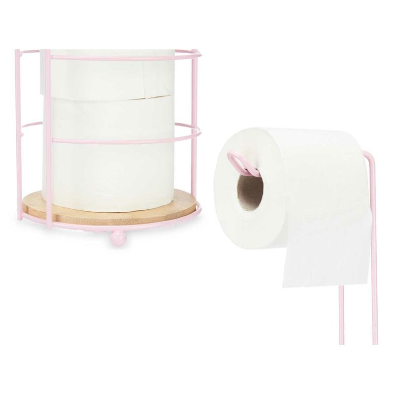 Image secondaire de Porte-Rouleaux pour Papier Toilette Rose Métal Bambou 16,5 x 63,5 x 16,5 cm (4 Unités)