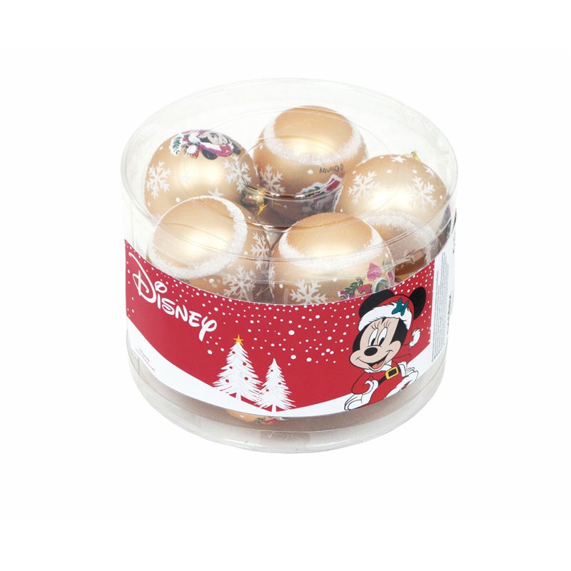 Image secondaire de Boule de Noël Minnie Mouse Lucky Doré 10 Unités Plastique (Ø 6 cm)