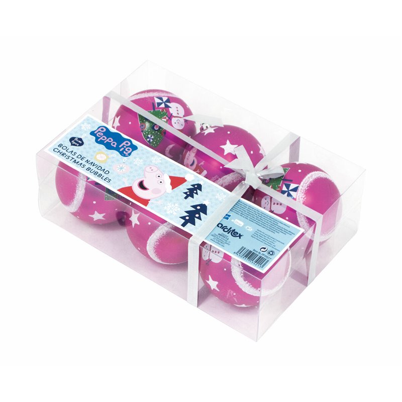 Image secondaire de Boule de Noël Peppa Pig Cosy corner Fuchsia 6 Unités Plastique (Ø 8 cm)