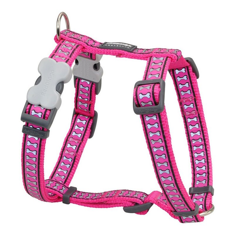 Harnais pour Chien Red Dingo Rose Os Réfléchissant 30-48 cm Fuchsia