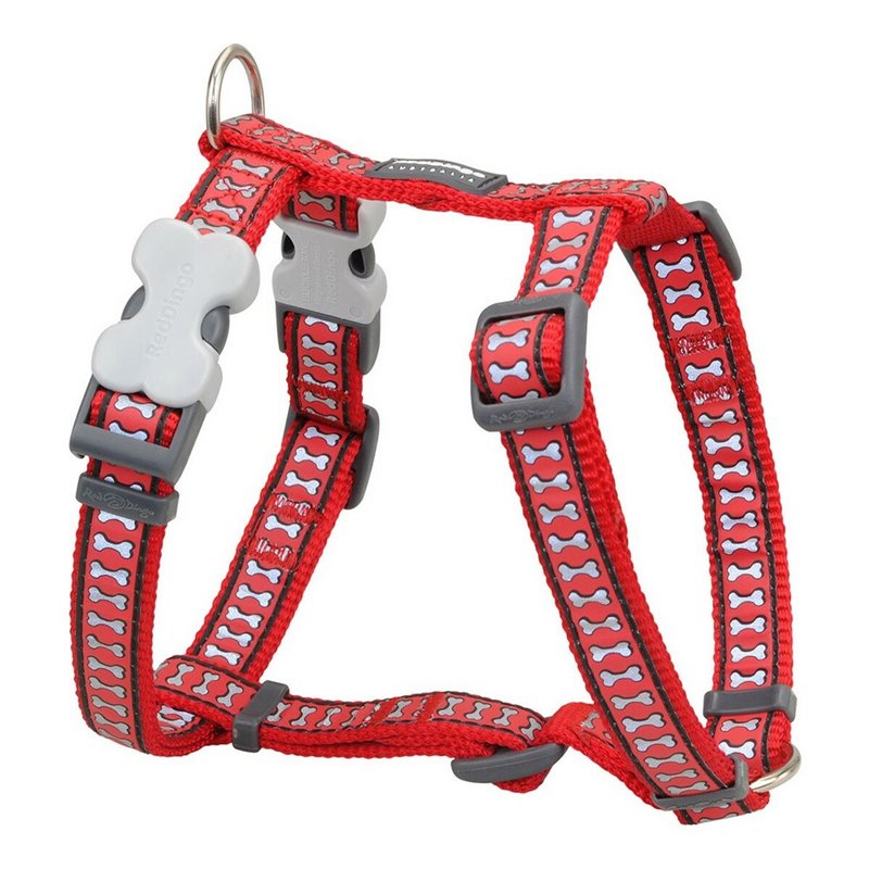 Harnais pour Chien Red Dingo Os Réfléchissant 46-76 cm Rouge