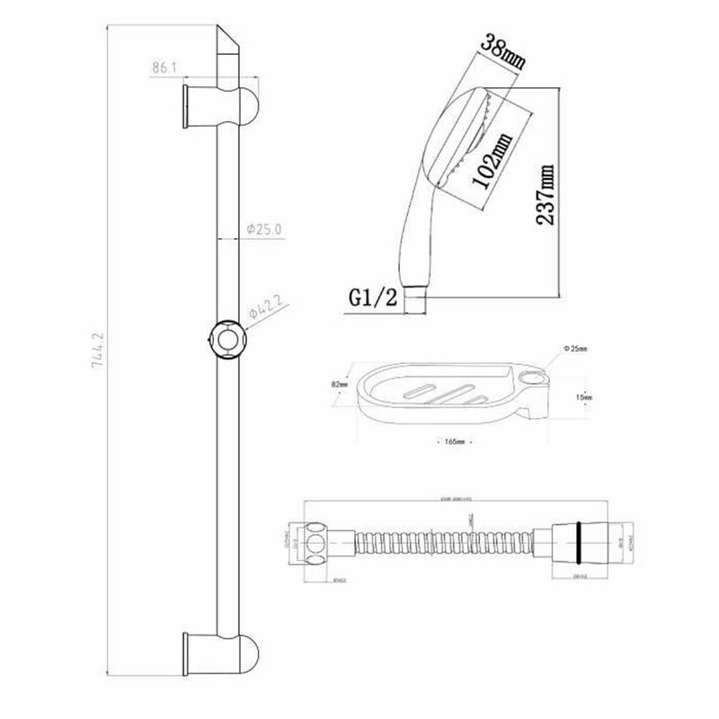 Image secondaire de Colonne de douche Rousseau Acier inoxydable 2 m 3 Positions 60 cm