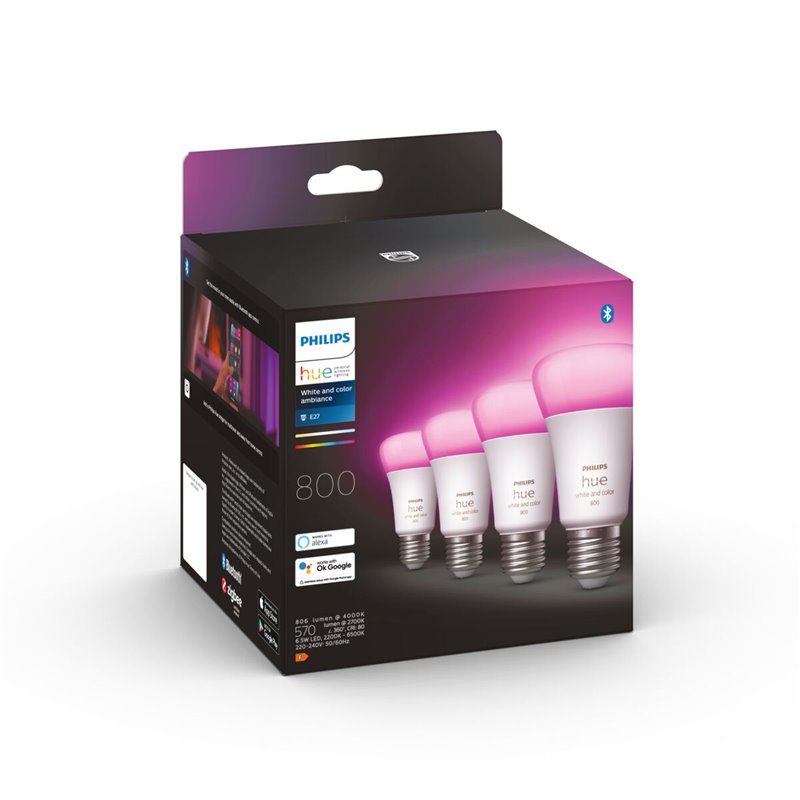 Philips Hue White and Color ambiance A60 - Ampoule connectée E27 - 800 (pack de 4)