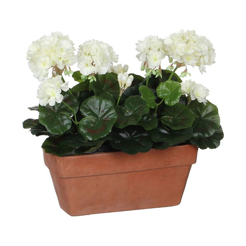 Plante décorative Mica Decorations Céramique Blanc Jaune PVC Géranium (29 x 13 x 40 cm)