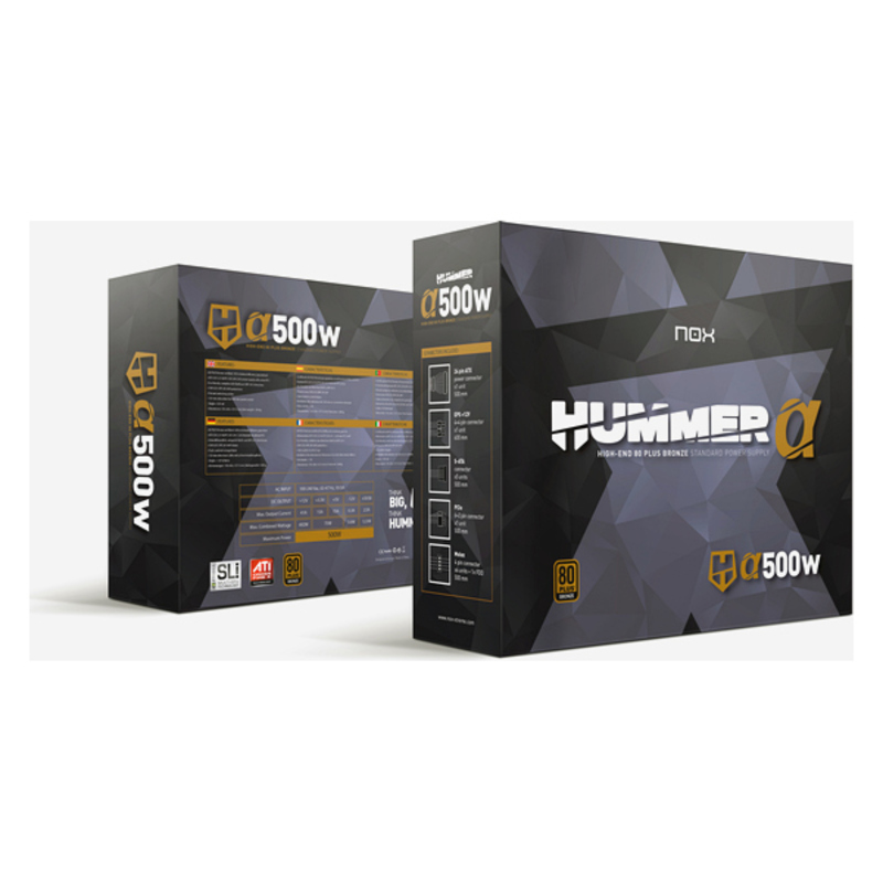 Image secondaire de Bloc dAlimentation Nox Hummer Alpha 500W 500 W 75 W 80 Plus Bronze RoHS CE ATX