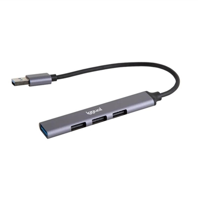 Iggual IGG318454 hub & concentrateur USB 3.2 Gen 1 (3.1 Gen 1) Type-A 5000 Mbit/s Gris