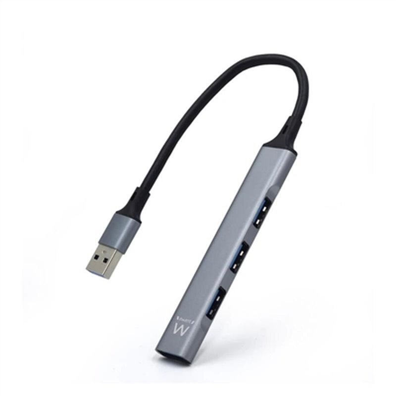 Ewent EW1144 hub & concentrateur USB 3.2 Gen 1 (3.1 Gen 1) Type-A 5000 Mbit/s Gris, Argent