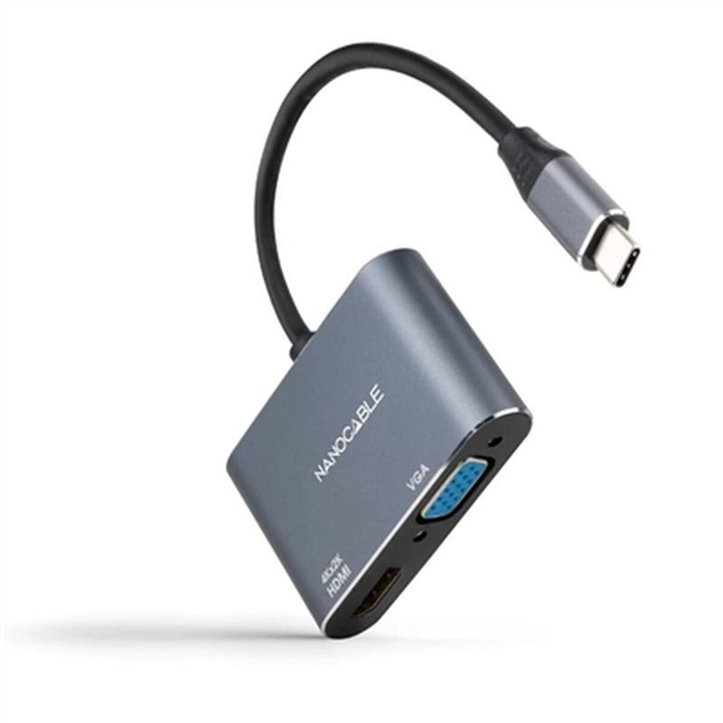 NanoCâble 10.16.4303 câble vidéo et adaptateur 0,15 m DisplayPort + Mini DisplayPort + USB Type-C HDMI + VGA (D-Sub) Gris