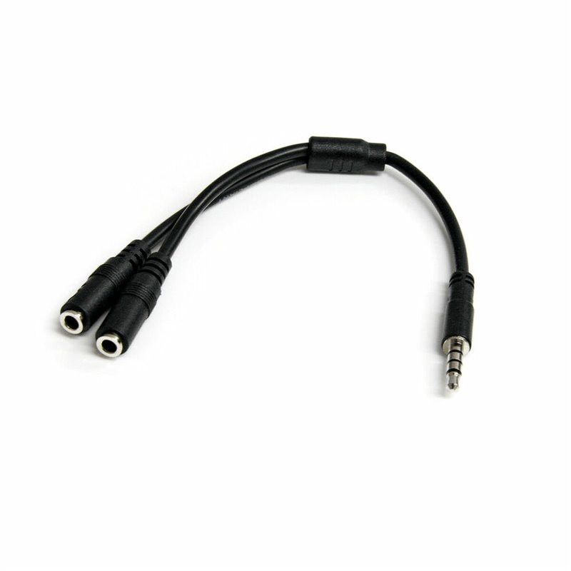 Startech.com Adaptateur pour casque avec prises pour écouteur et microphone séparées - Mini-Jack 3,5mm 1x (M) 2x (F) - Noir