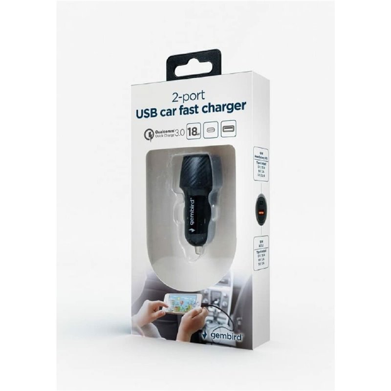 Image secondaire de Chargeur de voiture GEMBIRD TA-U2QC3-CAR-02 Noir