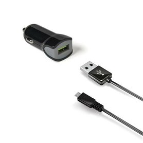 Chargeur de Voiture USB Universel + Câble USB C Celly CCUSBMICRO Noir 