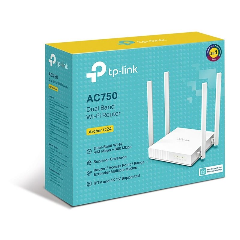 Image secondaire de Tp-Link ARCHER C24 routeur sans fil Fast Ethernet Bi-bande (2,4 GHz / 5 GHz) Blanc