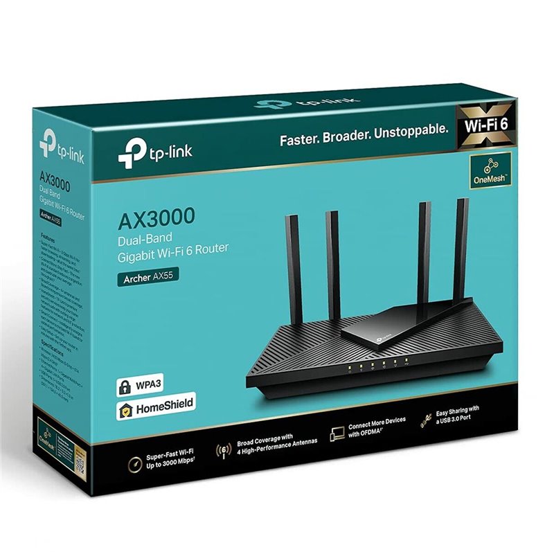 Image secondaire de Tp-Link Archer AX55 routeur sans fil Gigabit Ethernet Bi-bande (2,4 GHz / 5 GHz) Noir