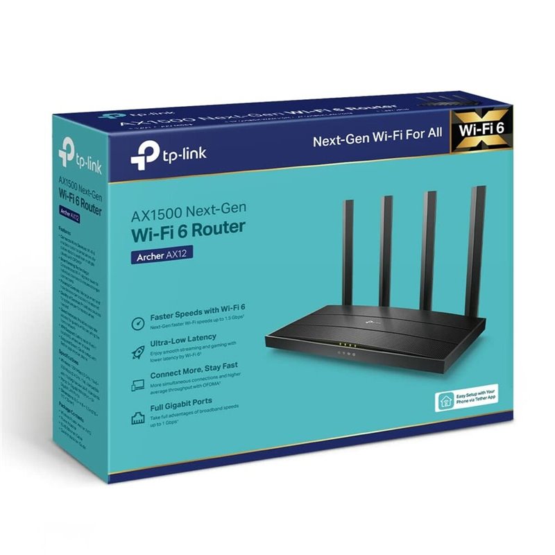 Image secondaire de Tp-Link Archer AX12 routeur sans fil Fast Ethernet Bi-bande (2,4 GHz / 5 GHz) Noir