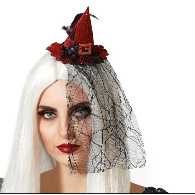 Serre-Tête Chapeau Sorcière Halloween Rouge