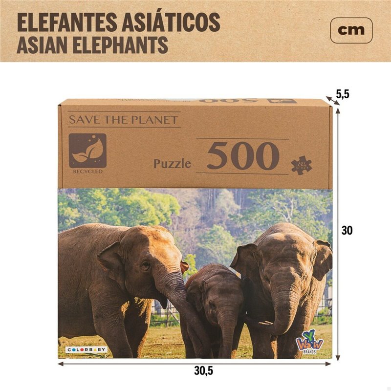 Image secondaire de Puzzle Colorbaby Elephant 500 Pièces 6 Unités 61 x 46 x 0,1 cm