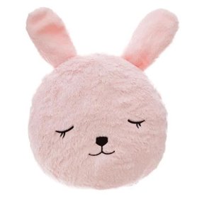 FLY10650-Coussin Rond Fourrure Lapin - Ø 28 x 10,5 cm - Rose