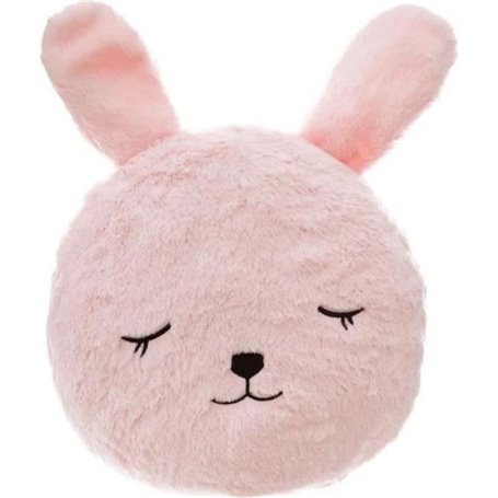 RY10446-Coussin Rond Fourrure Lapin - Ø 28 x 10,5 cm - Rose