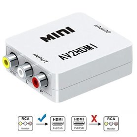 blanc Convertisseur vidéo AV-RCA CVBS à adaptateur 1080P MINI AV2HDMI 