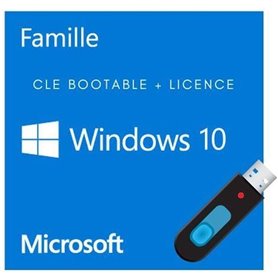 Clé bootable + licence Windows 10 Famille 32/64 bits