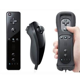 Manette Motion Plus pour Nintendo Wii + Nunshuck + Housse Noir