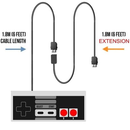 Nintendo NES Classic Mini Manette + Cable Extension 1.8M pour Nintendo