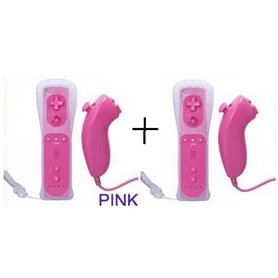 YSFMODE® 2 Manettes  Motion Plus Rose + 2 nunchuck Rose pour WII