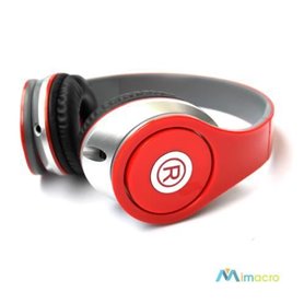casque rouge réglable compact et pliable compatible tout smartphone et
