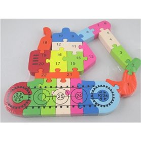 puzzle apprentissage alphabet et chiffres en forme de tracteur