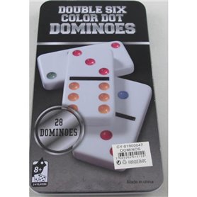 Jeu de dominos double six 28 pièces avec boite de rangement en fer