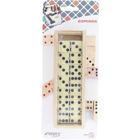 Jeu de dominos double six 28 pièces avec boite de rangement en bois