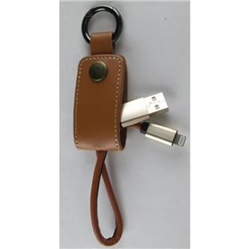 porte clé marron avec câble USB compatible iphone 6/7/8/10/SE/XR/XS/11