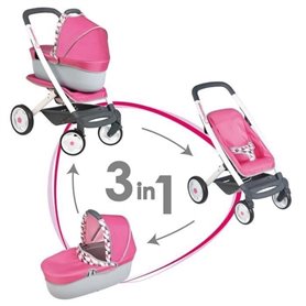 Smoby Maxi-Cosi 3-en-1 siège auto, chaise haute et balançoire pour poupées  - rose