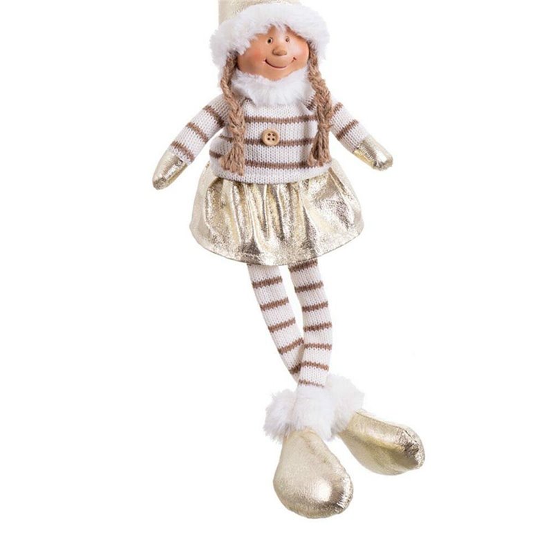 Image secondaire de Décorations de Noël Blanc Doré Polyrésine Sable Tissu Fille 12 x 9 x 48 cm