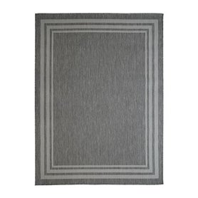 TERRAIN CADRE - Tapis intérieur-extérieur aspect jute motif cadre gris