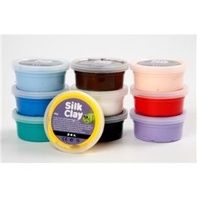 Lot de 10 Pâtes à modeler Silk Clay 'Creativ Company' Basic 10 x 40 g