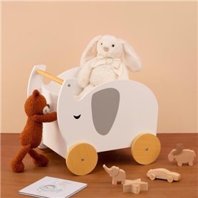 Chariot coffre à jouets enfant Eléphant Atmosphera - Blanc