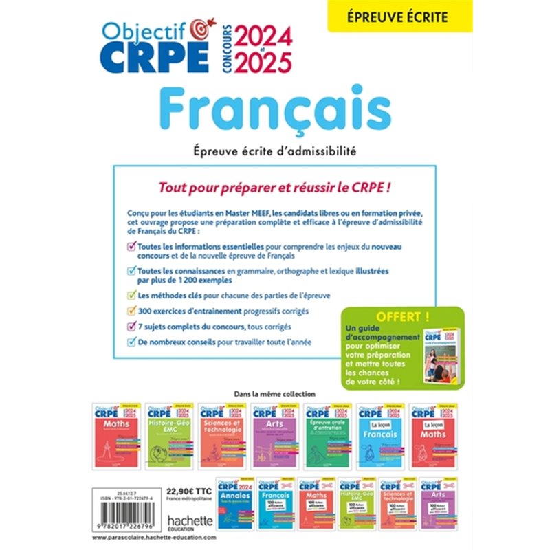 Objectif CRPE 2024 2025 Français épreuve écrite d'admissibilité