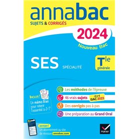 Annales du bac Annabac 2024 SES Tle générale (spécialité)