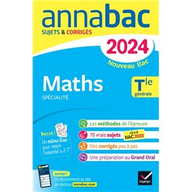 Annales du bac Annabac 2024 Maths Tle générale (spécialité)