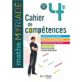 Myriade Maths 4e 2019 Cahier de compétences élève