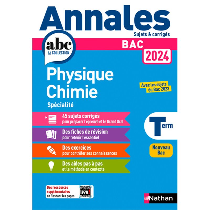 Annales Bac Physique Chimie Term. 2024 - Corrigé - Karine Marteau ...