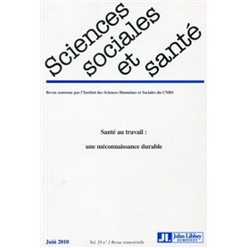 Revue sciences sociales et santé - Vol. 28 - N°2 - Juin 2010